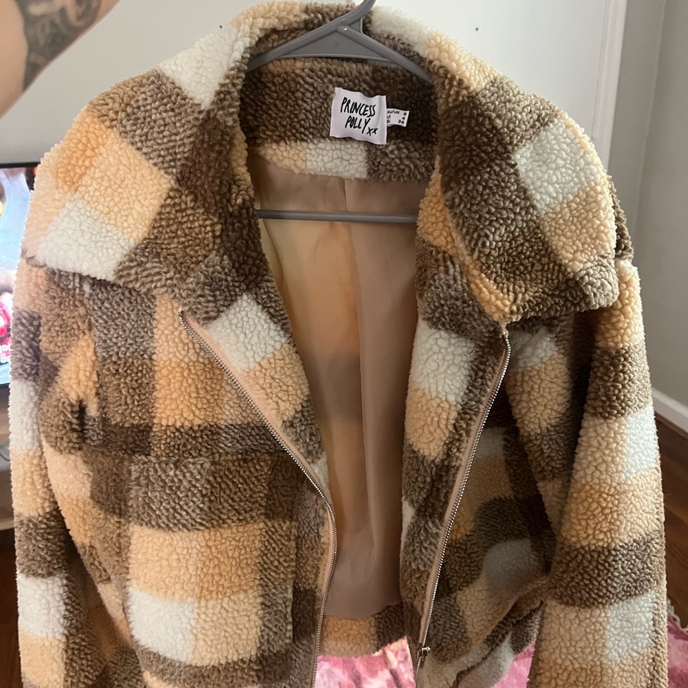 Princess Polly Tan & Brown Fall Teddy Coat